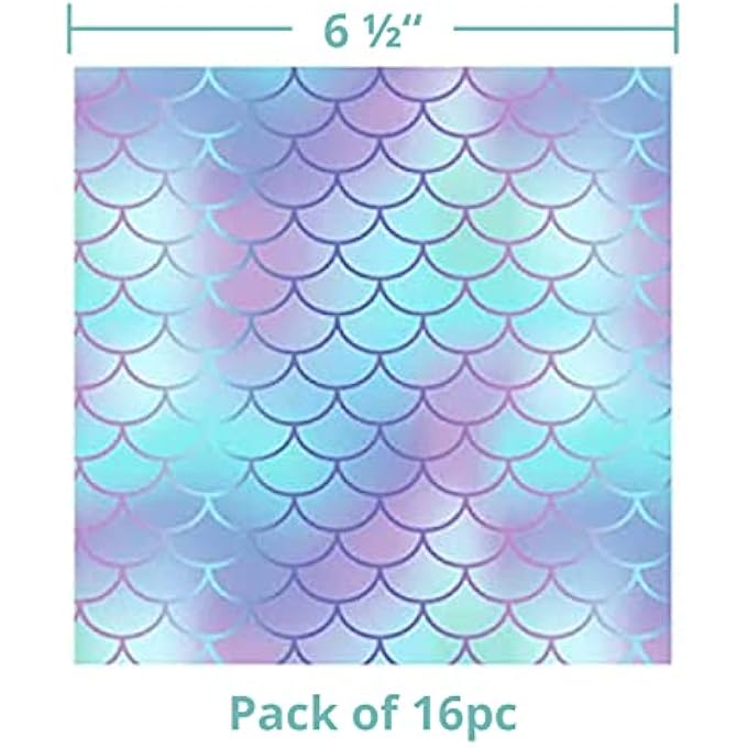 MERMAID THEME PAPER NAPKINS  UNDERWATER THEME BIRTHDAY DECORATIONS FOR GIRLS, MERMAID SUPPLIES FOR KIDS, DISPOSABLE TABLEWARE  16 PCS - Image 2